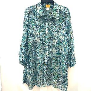 RUBY Rd. WOMAN Size 20W Beautiful Semi sheer Button Up Quiet LuxuryTop